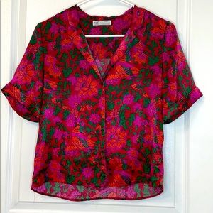 Zara Short Sleeve Flower Print Shirt